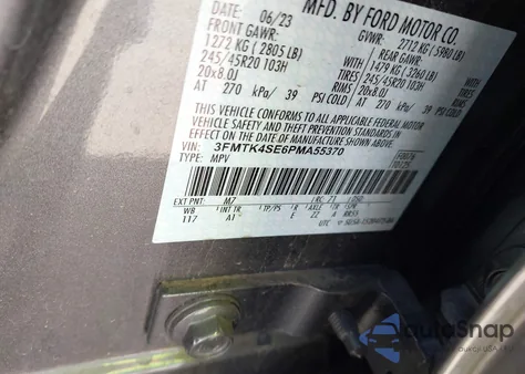 2023 Ford Mustang Mach-E Gt из США, поврежденный, VIN 3FMTK4SE6PMA55370